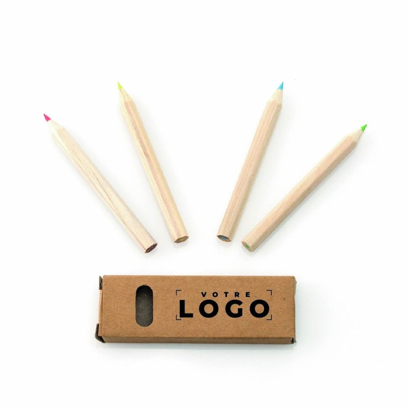 Boite à fenêtre de 4 crayons de couleur en bois personnalisable