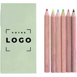 Boite de 6 crayons de couleurs en fibres recyclées personnalisable