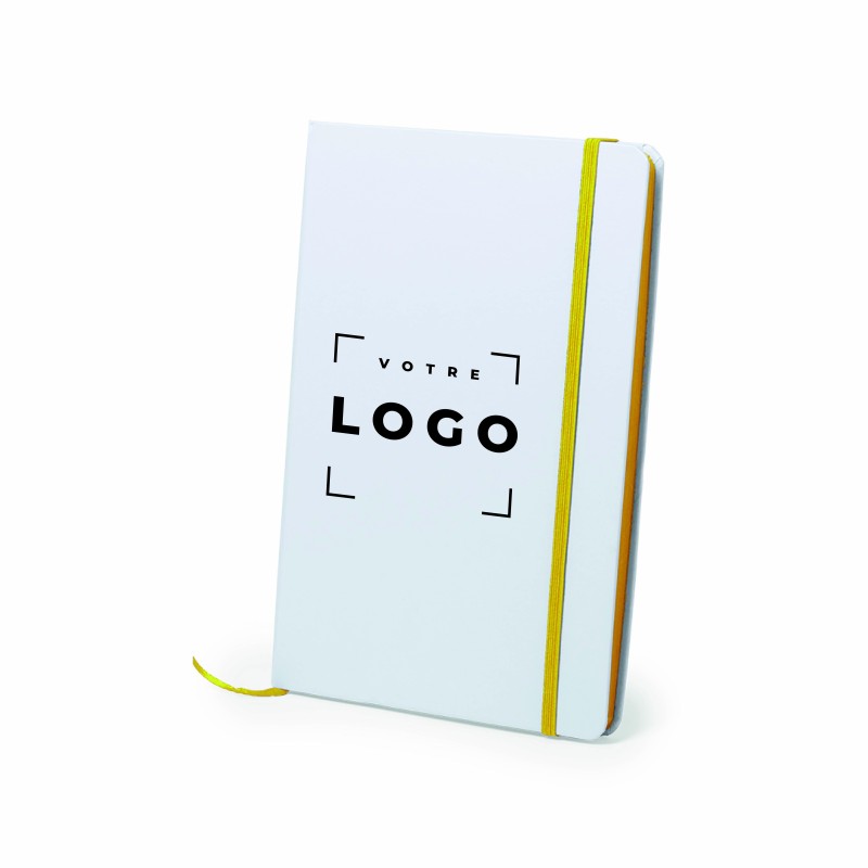 Le bloc-notes classique en carton blanc avec tranche assortie