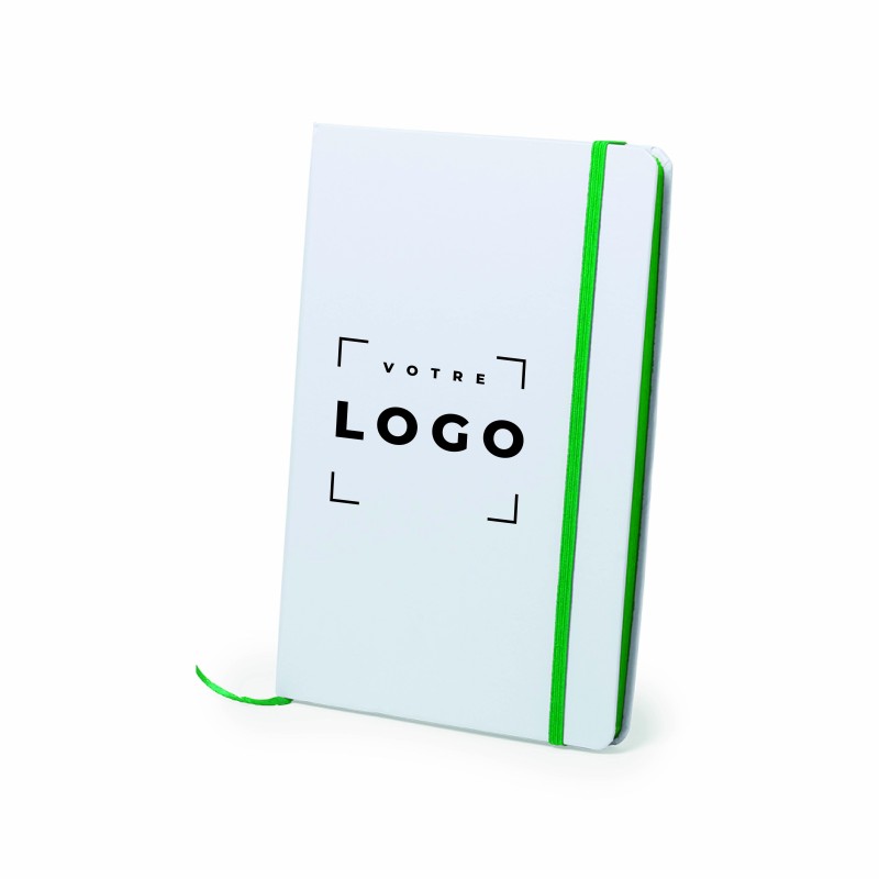 Le bloc-notes classique en carton blanc avec tranche assortie