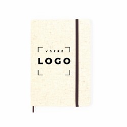 Bloc-notes en lin naturel avec 80 feuilles lisses de couleur naturelle – carnet éco-responsable et durable.