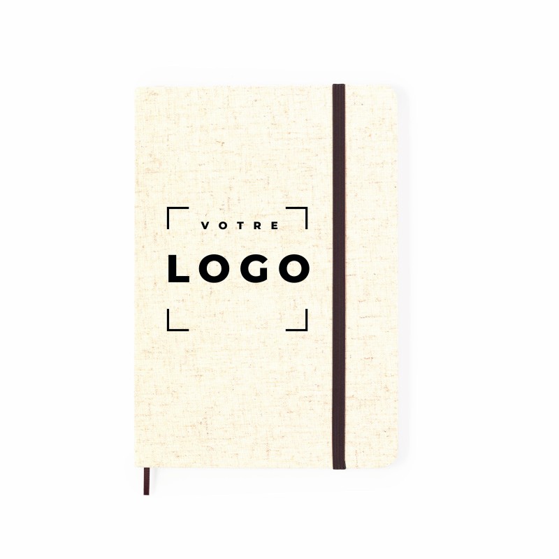 Bloc-notes en lin naturel avec 80 feuilles lisses de couleur naturelle – carnet éco-responsable et durable.