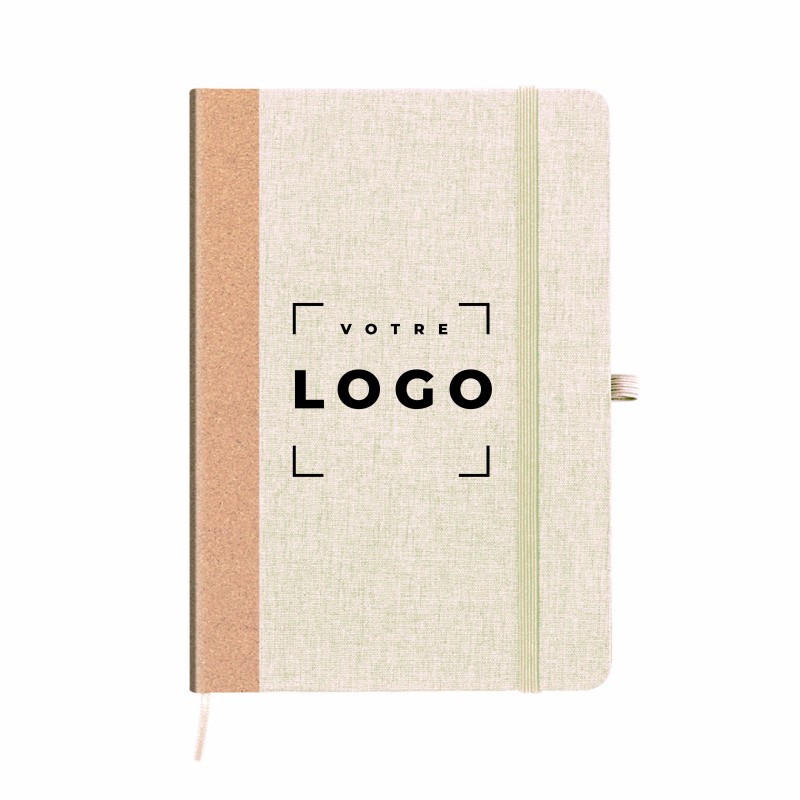 Bloc-notes en double matière liège et RPET 300D – carnet écologique et éco-responsable