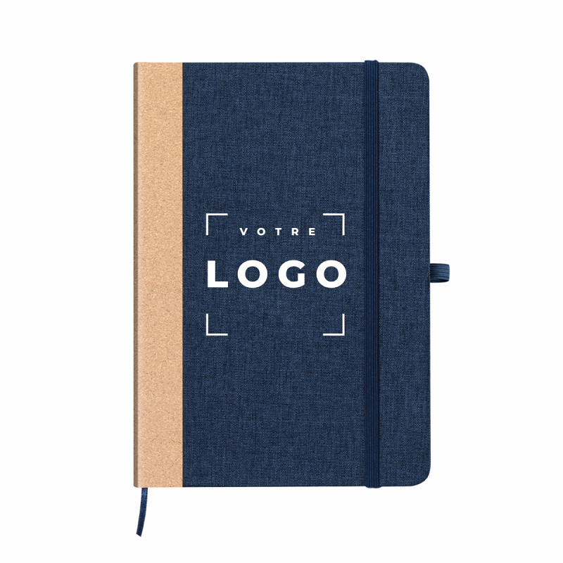 Bloc-notes en double matière : polyester 300D RPET & liège
