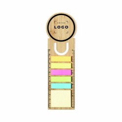Règle marque-page en bambou de 13 cm avec notes autocollantes et mini-notes – accessoire pratique et éco pour l’organisation
