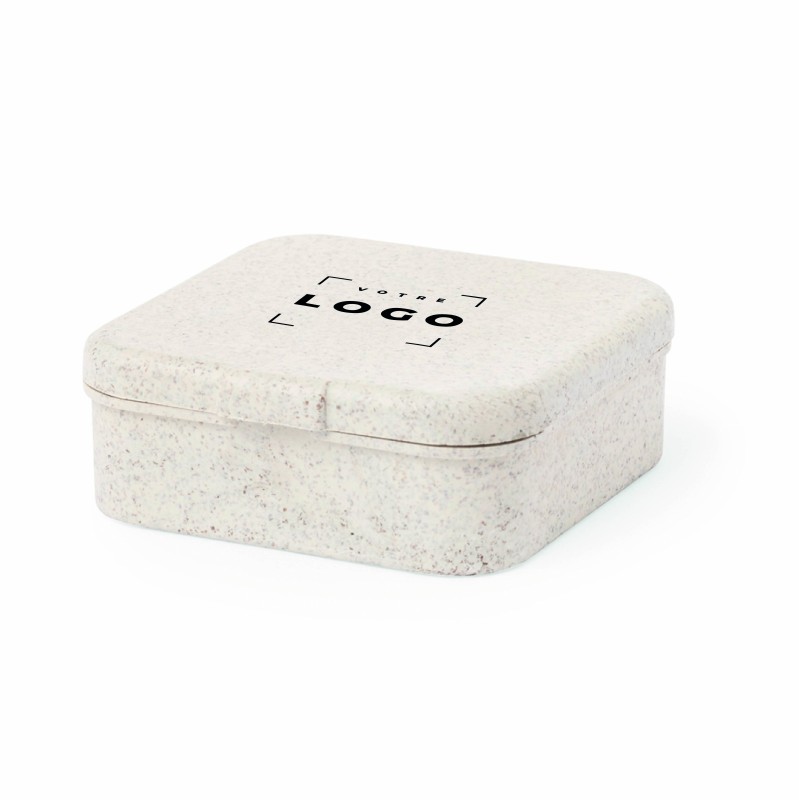 Boîte à trombones en paille de blé avec 50 trombones de différentes couleurs – accessoire écologique et pratique pour le bureau