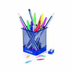 Pot à crayons en mailles métalliques – accessoire pratique et durable pour bureau ou organisation