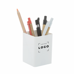 Pot à crayons carré blanc Made in France – accessoire pratique et élégant pour bureau ou organisation