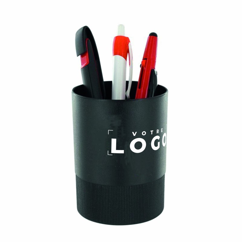 Pot à crayons noir en plastique recyclé, fabriqué en France – accessoire écologique et pratique pour bureau ou organisation