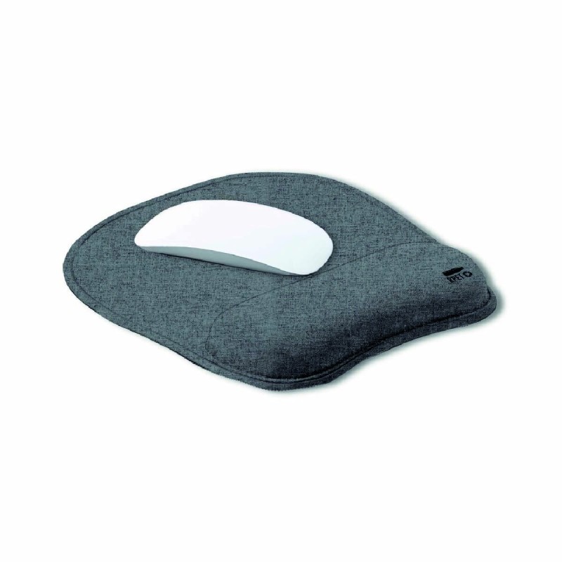 Tapis de souris avec repose-main rembourré en polyester RPET – accessoire ergonomique, durable et éco-responsable pour bureau