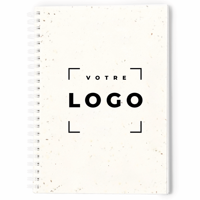 Carnet ensemencé avec 80 feuilles blanches lisses – carnet écologique et éco-responsable, idéal pour notes et idées