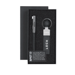 Coffret stylo et porte-clés en RPET