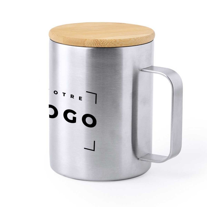 Mug isotherme avec couvercle en bambou - 350ml
