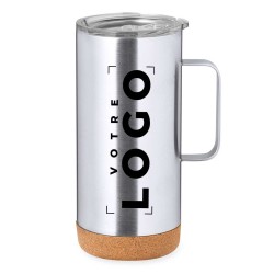 Mug isotherme double paroi en acier inoxydable recyclé & liège - 450ml