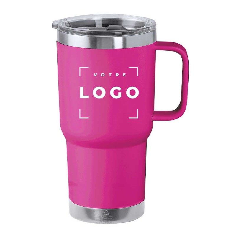 Tasse isotherme avec anse en acier inox recyclé - 600ml