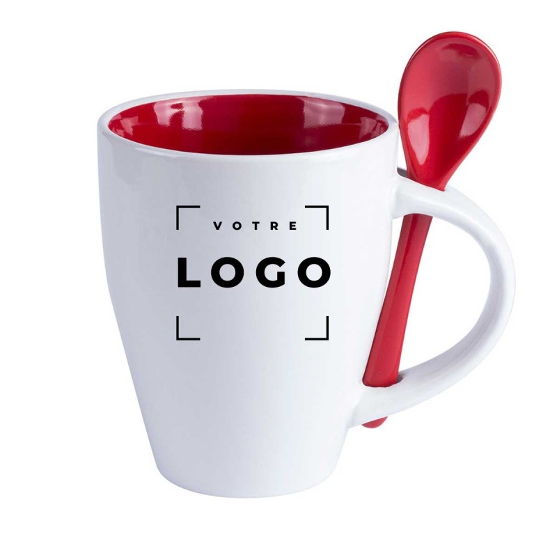 Mug classique contrasté avec cuillère - 350ml