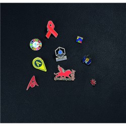 Pin's à la forme en Zamac avec marquage en résine de synthèse