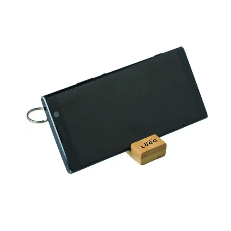 Support de téléphone en bambou avec porte-clés personnalisable