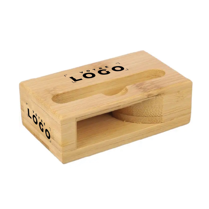 Support téléphone bambou avec amplificateur – Personnalisable