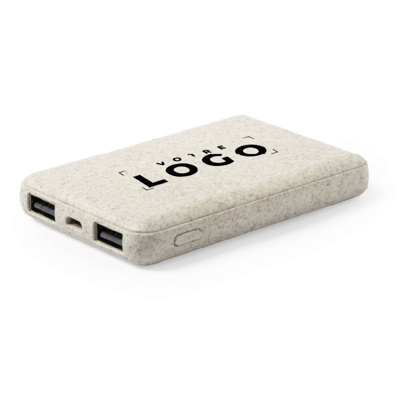 Batterie de secours personnalisable 5000 mAh en paille de blé