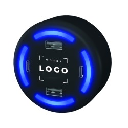 Chargeur domestique intelligent personnalisable 4,2 A | Logo lumineux