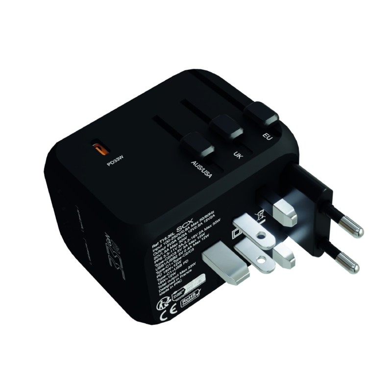 Adaptateur de voyage personnalisable 33W GaN & PD