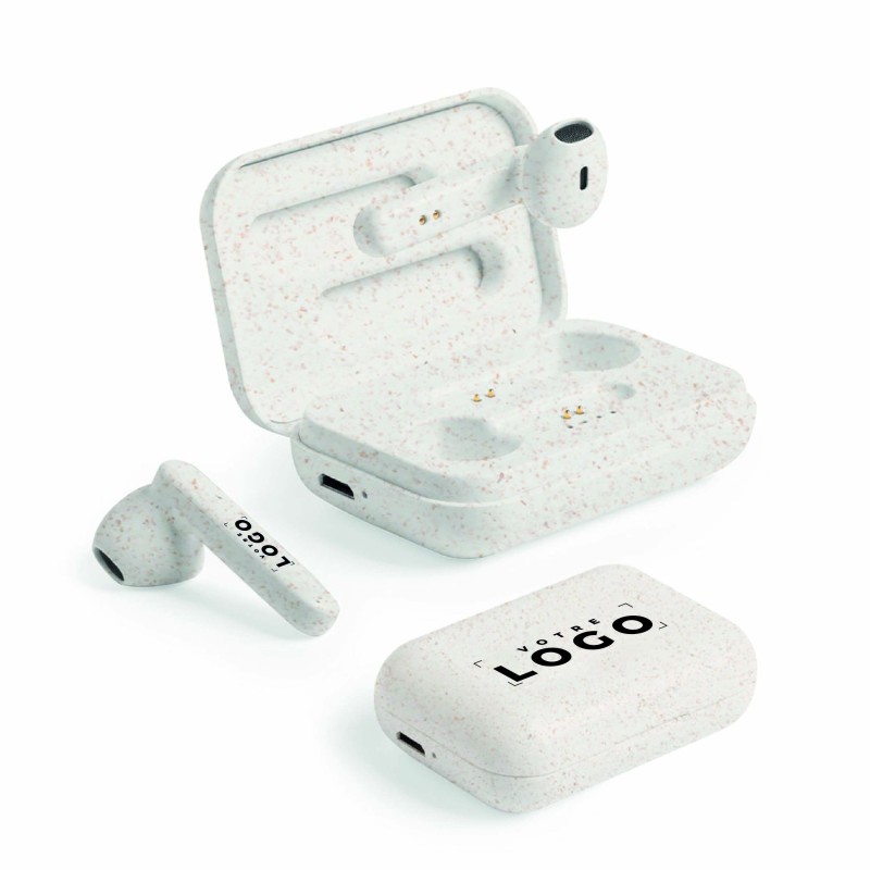 Casque en paille de blé éco-conçu Bluetooth® 5.0 personnalisable