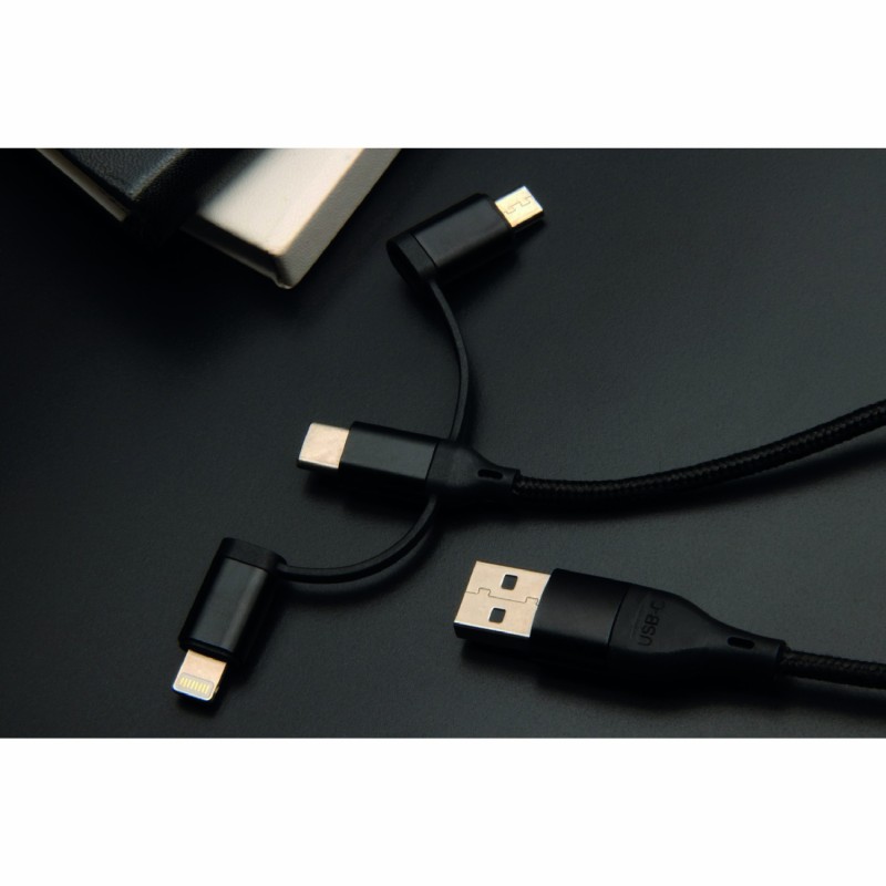 Câble 3-en-1 Éco-responsable avec Logo Lumineux | CarPlay