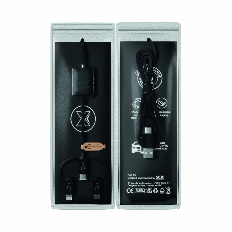 Câble 3-en-1 Éco-responsable avec Logo Lumineux | CarPlay