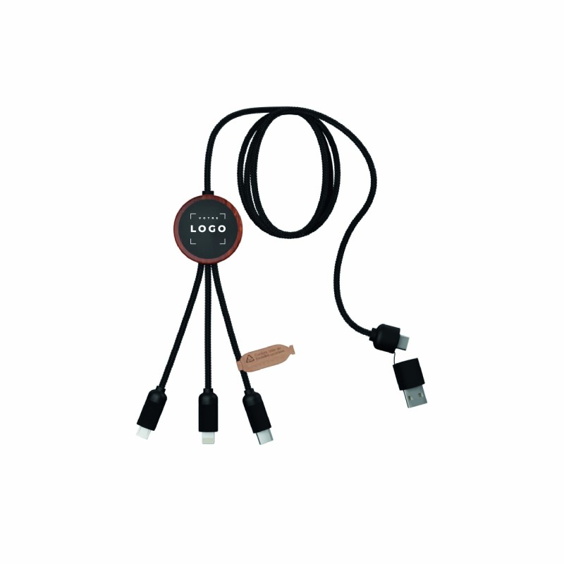 Câble 5-en-1 USB-A & USB-C avec logos lumineux – Écologique