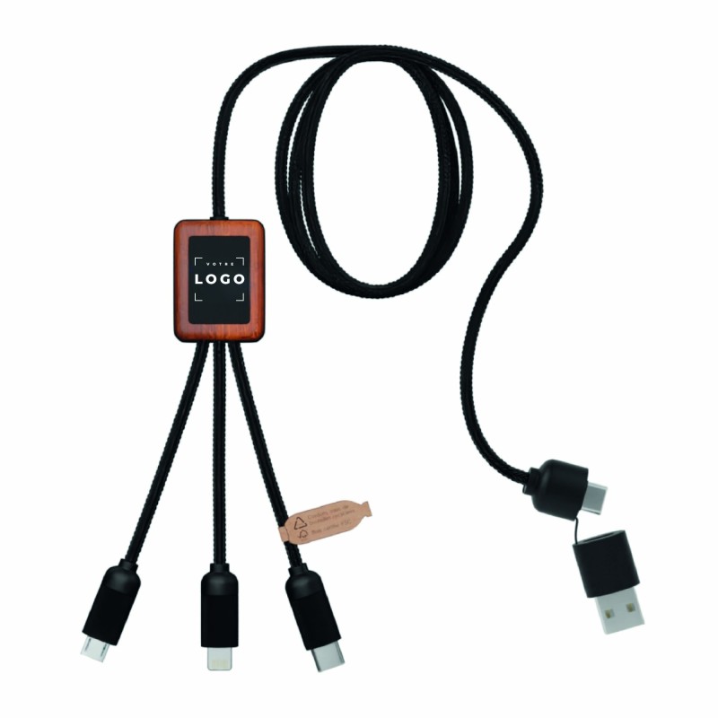 Câble 5-en-1 Fast Charge avec logo lumineux – Écologique