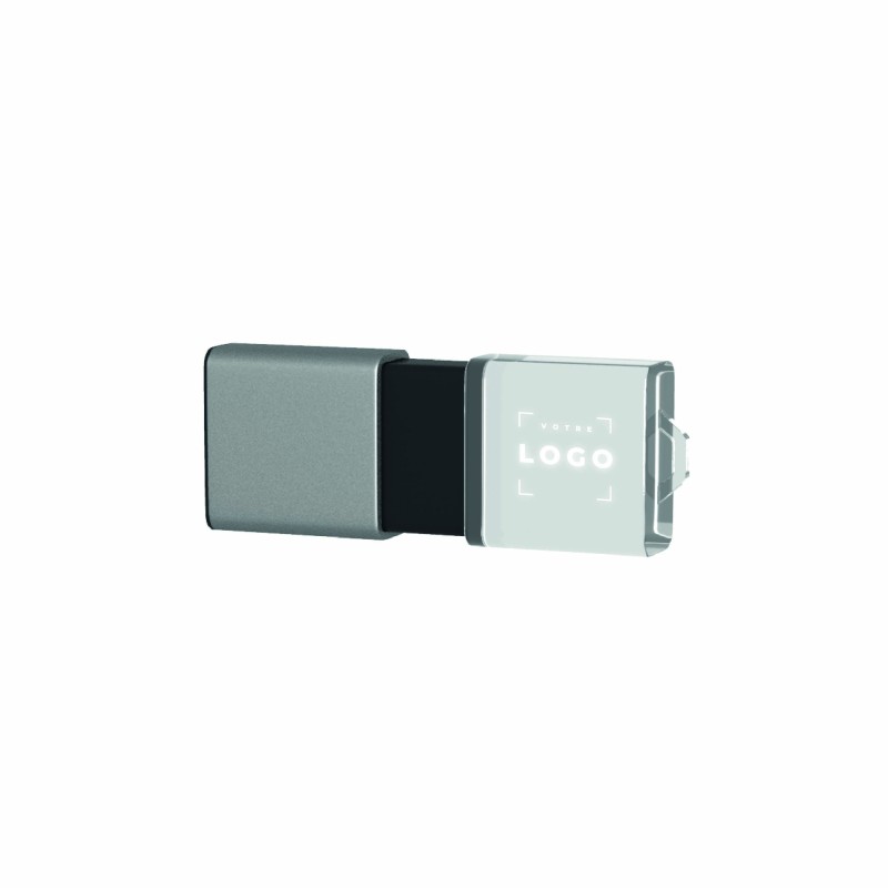 Clé USB rétractable métal avec logo lumineux – 4 à 32 Go