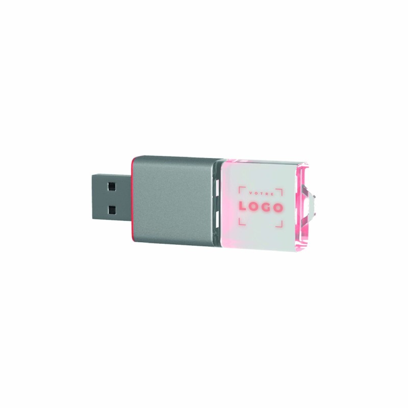 Clé USB rétractable métal avec logo lumineux – 4 à 32 Go