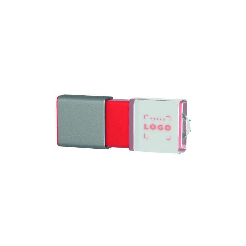 Clé USB rétractable métal avec logo lumineux – 4 à 32 Go
