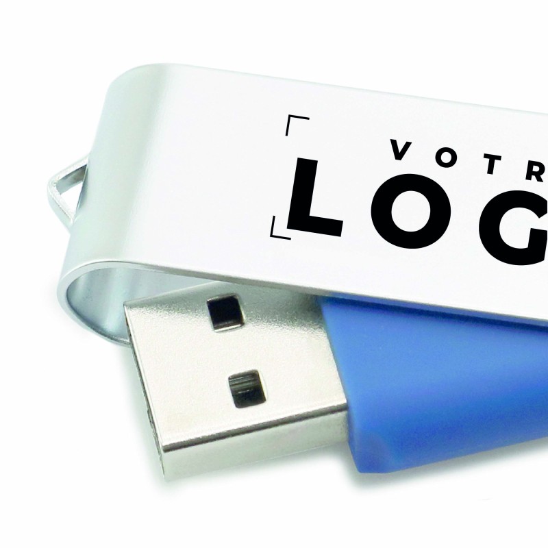 Clé USB 16 Go personnalisable – Mécanisme rotatif et clip métal