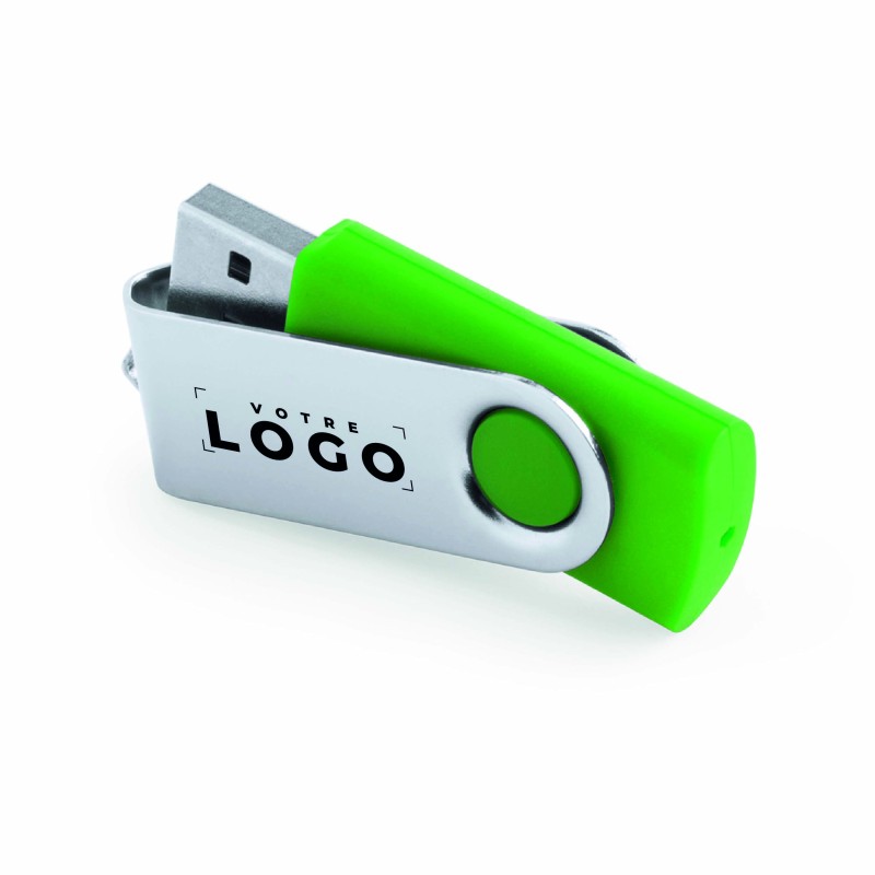 Clé USB 16 Go personnalisable – Mécanisme rotatif et clip métal