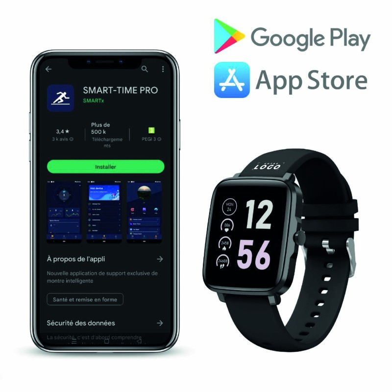 Montre connectée Bluetooth 1,85″ – Suivi santé & notifications
