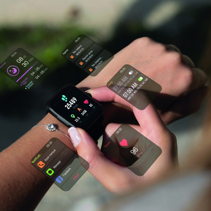 Montre connectée Bluetooth 1,85″ – Suivi santé & notifications