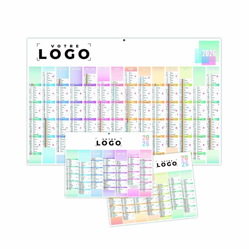 Calendrier bancaire pastel personnalisé – Made in France