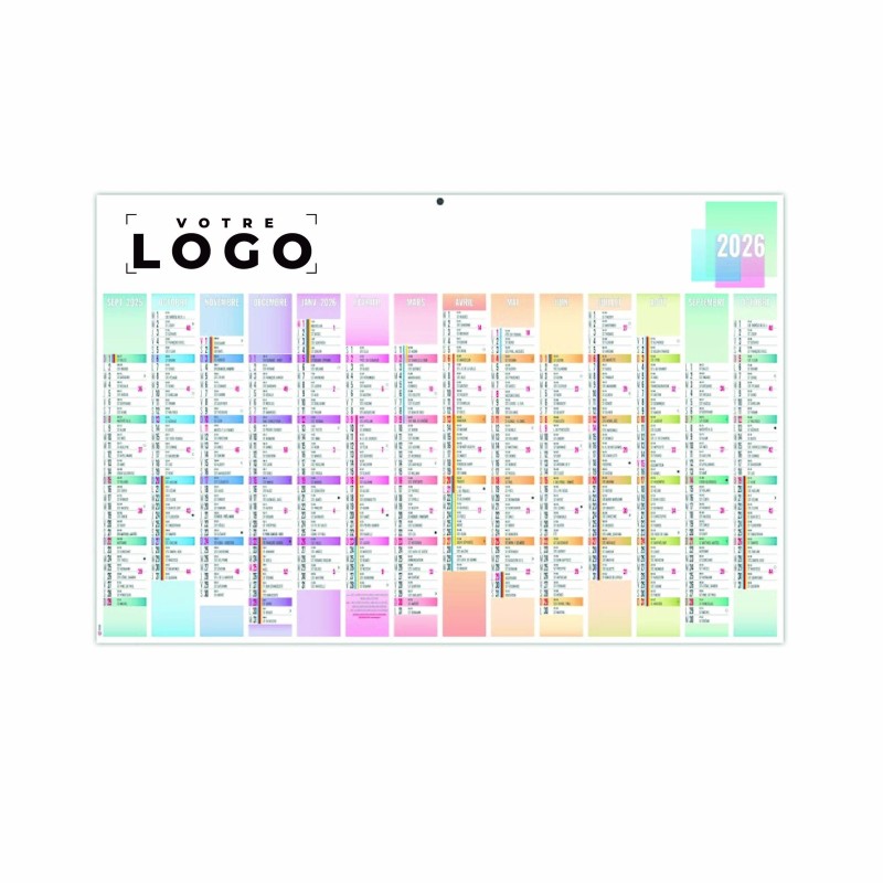 Calendrier bancaire pastel personnalisé – Made in France