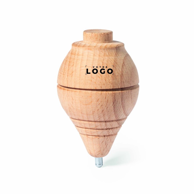 Toupie en bois massif personnalisée – Goodie ludique pour entreprise