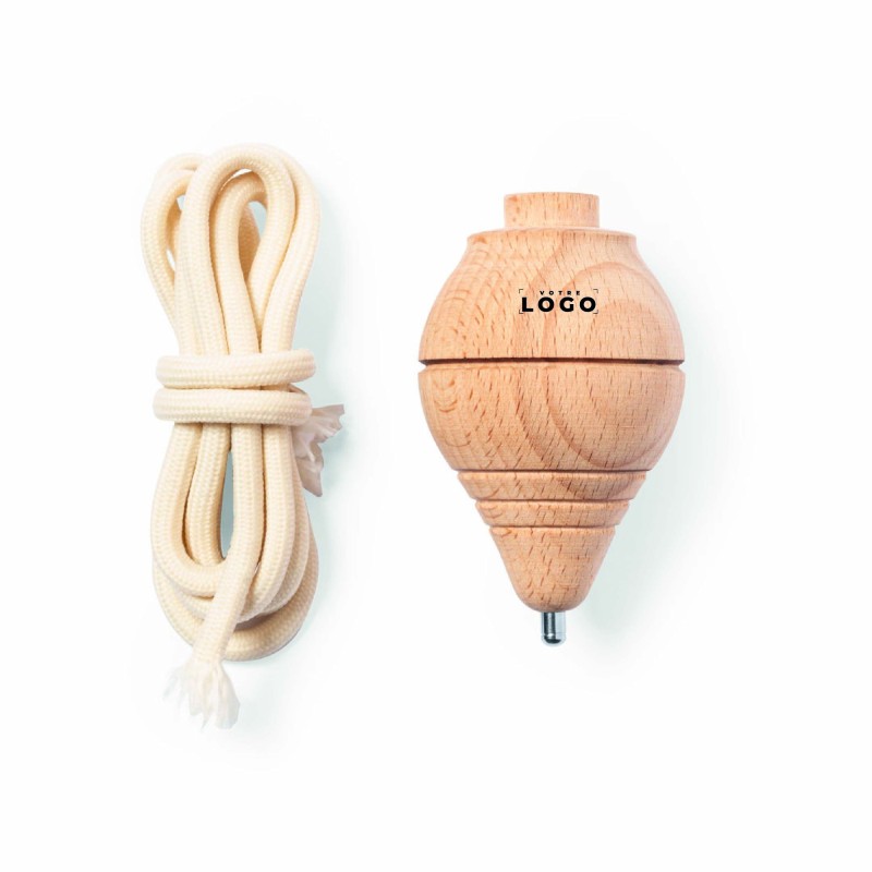 Toupie en bois massif personnalisée – Goodie ludique pour entreprise