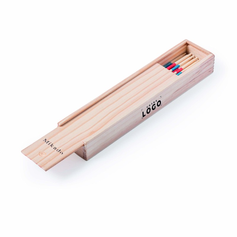 Mikado en bois personnalisé – Jeu classique élégant et durable