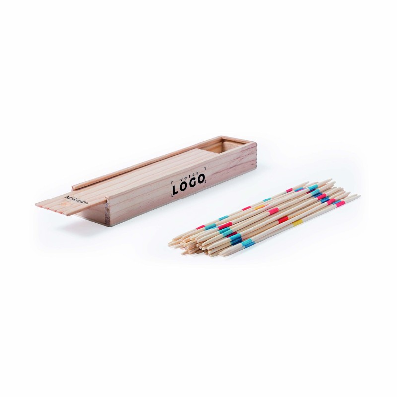Mikado en bois personnalisé – Jeu classique élégant et durable