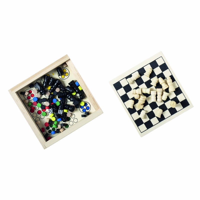 Jeu de société personnalisé – Coffret échecs, parcheesi et dames
