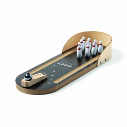Mini jeu de quilles en bois avec rampe réglable – Coffret kraft design