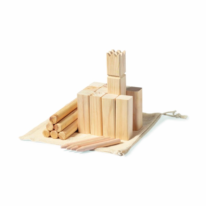 Jeu de kubb en bois naturel – Set complet avec sac de transport