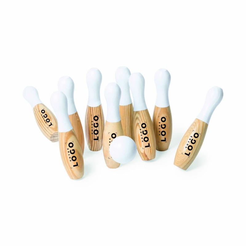 Jeu de quilles en bois naturel - Cadeau d’affaires personnalisé