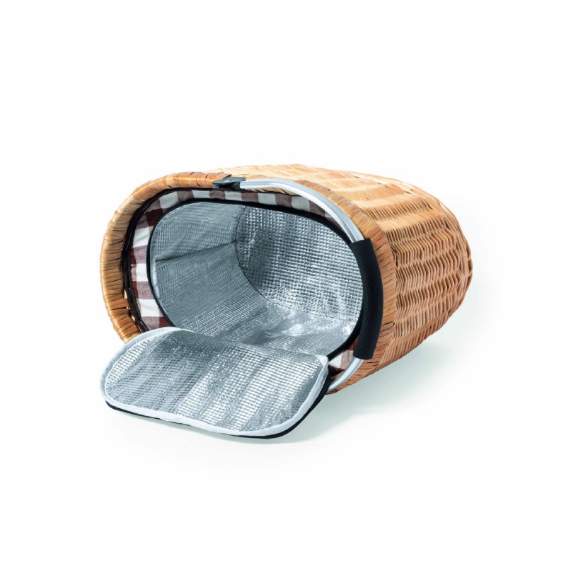 Panier pique-nique isotherme rétro en osier personnalisé