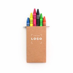 Set de 6 crayons cire en boîte carton naturel – Cadeau d’affaires
